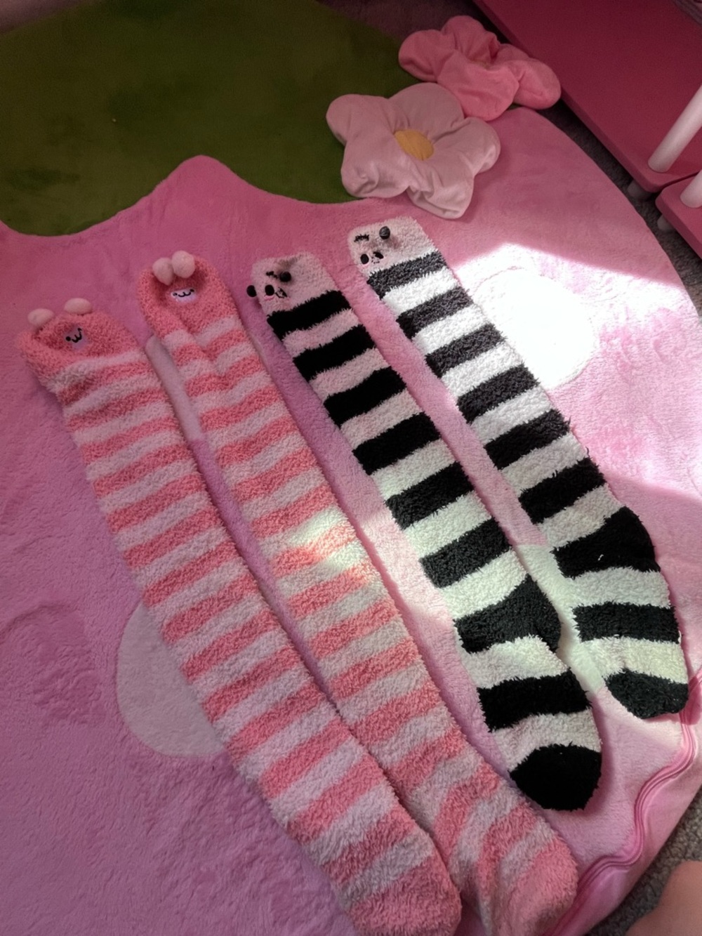 Bundle of fuzzy thigh high socks
